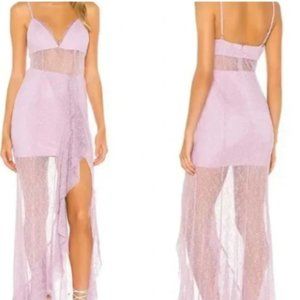 NBD Sinatra Gown in Lavender Lace Sheer Revolve